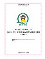 Đề cương giữa kì 2 Toán 8 năm 2025 – 2026 trường THCS Tây Mỗ – Hà Nội